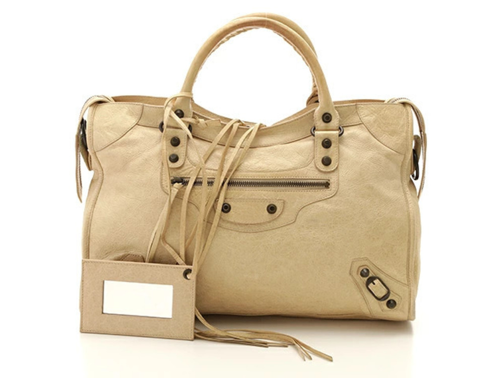 Balenciaga The City Shoulder Bag Ivory White Leather